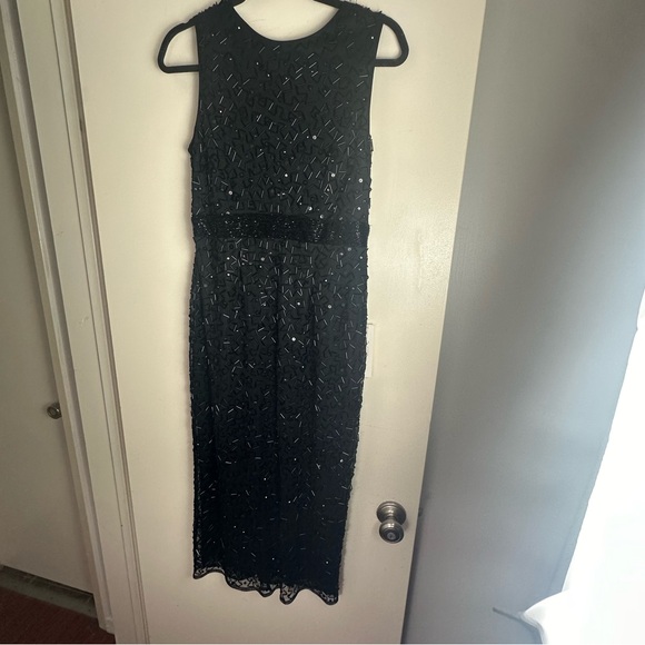 Mac Duggal Black Geometric Hand Embellished  Sleeveless A-Line Dress NWT Size 8 - Picture 5 of 16